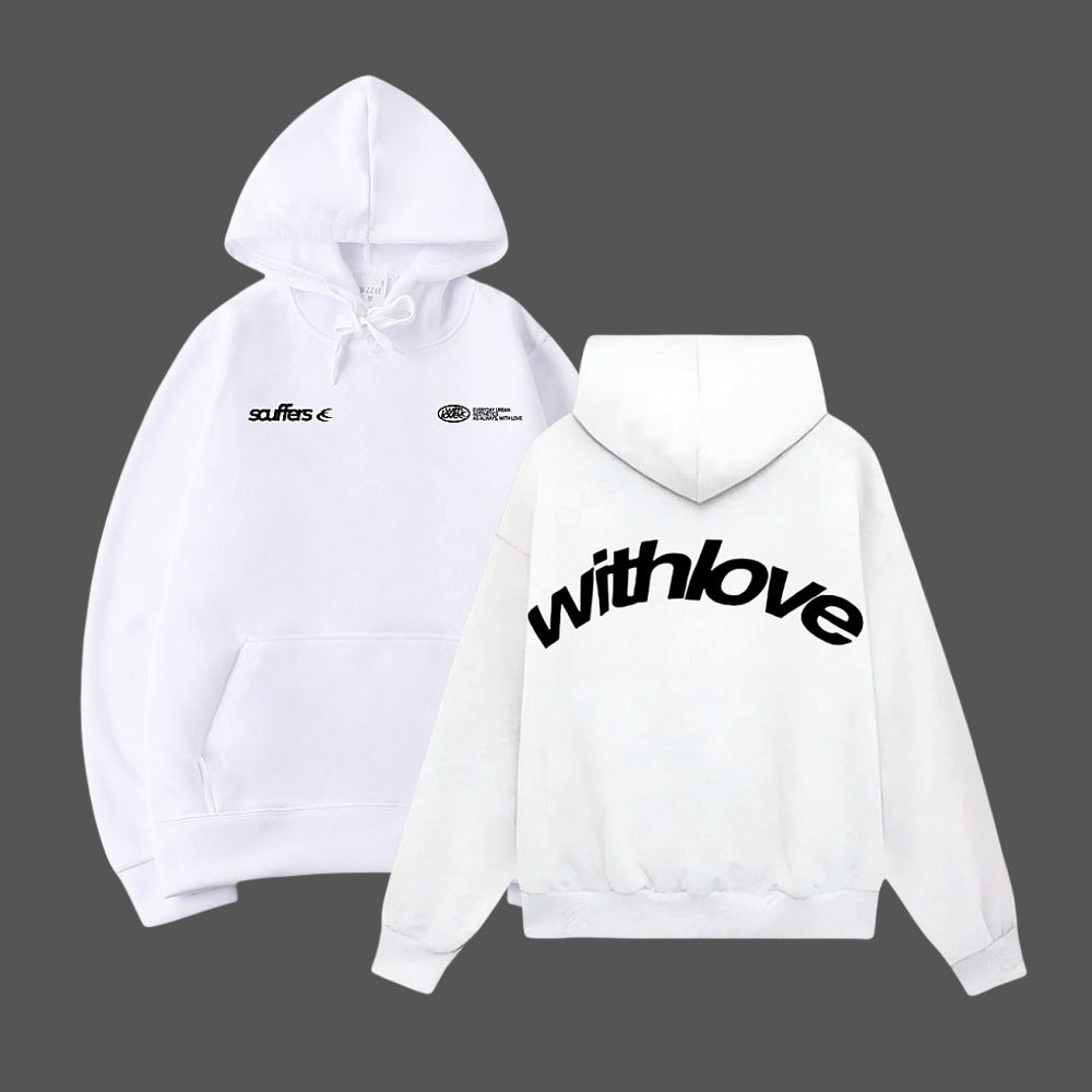 Unisex nan oversized Kapuzenpullover mit großflächigem Rückenprint, Kängurutasche und gerippten Bündchen EB