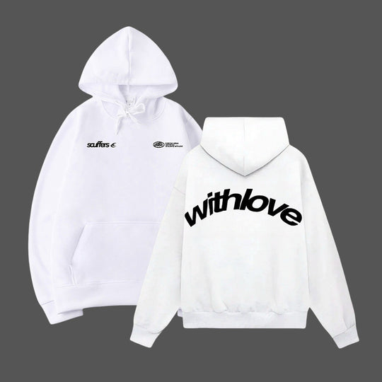 Unisex nan oversized Kapuzenpullover mit großflächigem Rückenprint, Kängurutasche und gerippten Bündchen EB