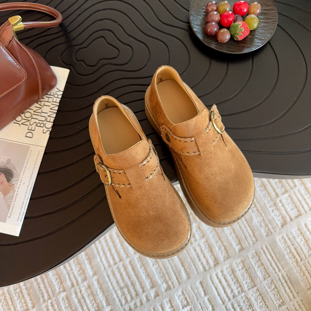 Damen Clogs mit modischem Schnallenverschluss und dickem Plateau-Heel EB