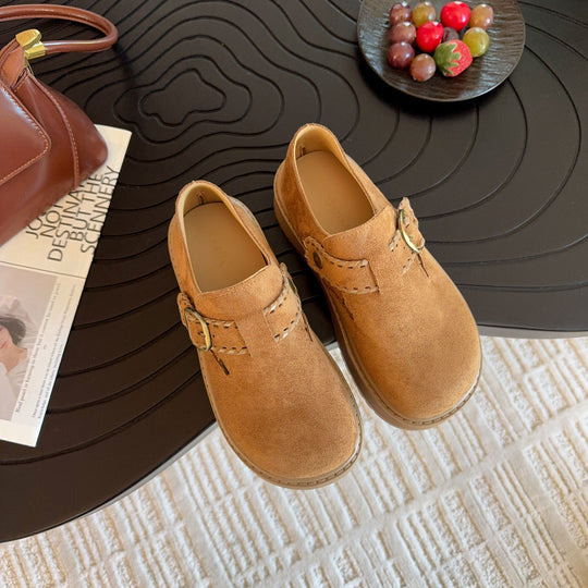 Damen Clogs mit modischem Schnallenverschluss und dickem Plateau-Heel EB