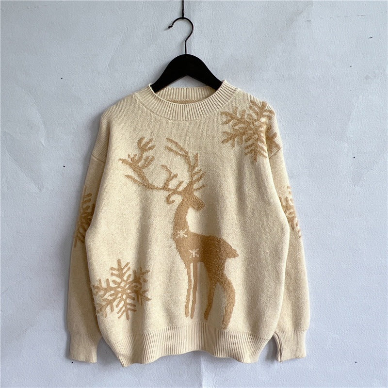 Damen Weihnachtspullover mit festlichem Rentierdesign und hochwertiger Strickqualität EB