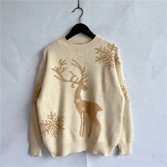 Damen Weihnachtspullover mit festlichem Rentierdesign und hochwertiger Strickqualität EB