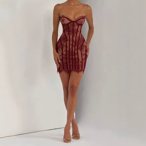 Damen Spitzen Kleid mit figurbetonter Silhouette EB