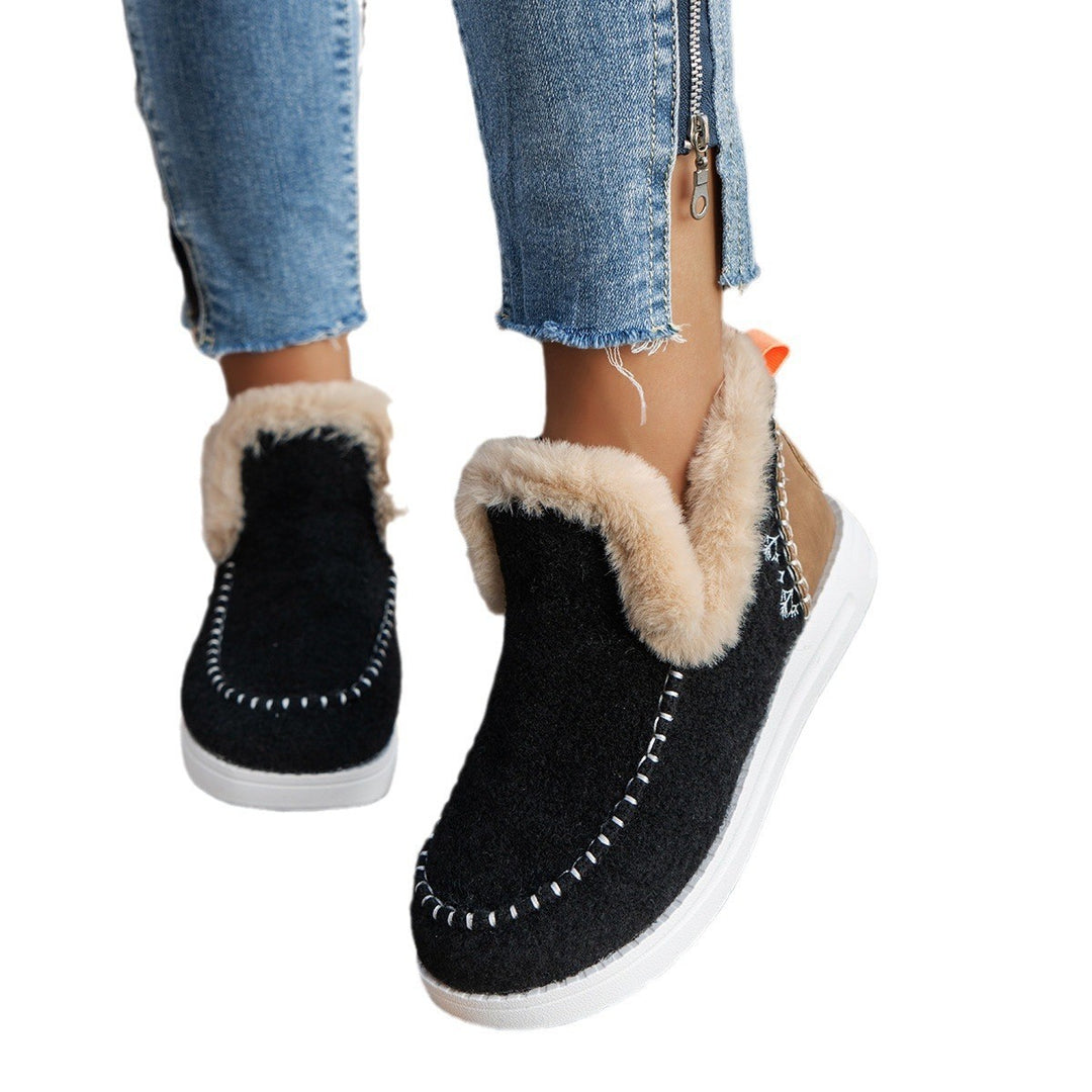 Damen Gemütliche Winter-Stiefeletten mit flauschigem Innenfutter und robustem Profil EB