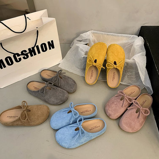 Damen hochwertige Slipper mit weichem Innensohle und dekorativem Schleifchen EB