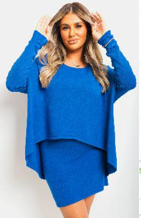 Damen asymmetrisches Minikleid mit überschnittenen Schultern EB