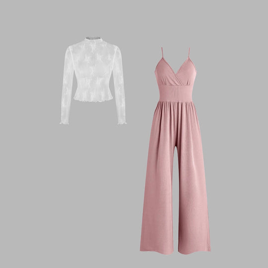 Damen elegantes und figurbetontes Jumpsuit-Set EB