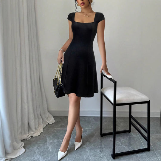 Damen Ärmelloses A-Linien Kleid mit quadratischem Ausschnitt EB