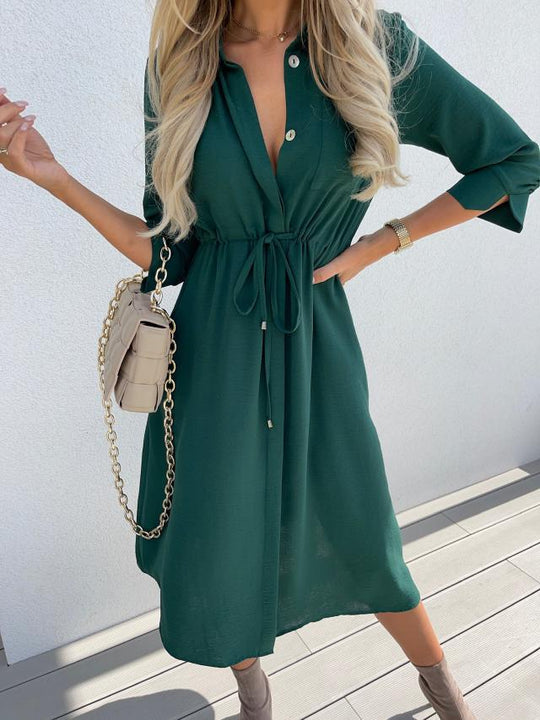 Damen Hemdblusenkleid mit taillierbarem Gürtel EB