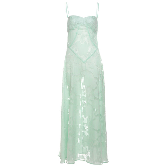 Damen Maxikleid mit elegantem Spitzenbesatz und verführerischem Schnitt EB