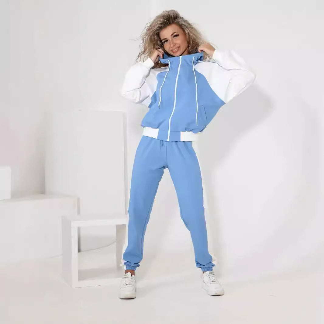 Damen modische Sportjacke mit hohem Kragen und dezentem Farbkontrast EB