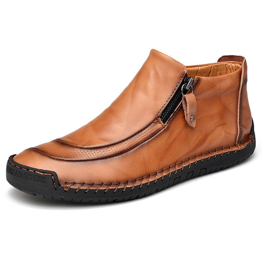 Damen Elegante und bequeme Lederschuhe mit Reißverschluss EB