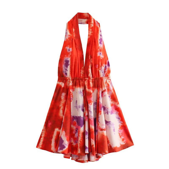 Damen Halterneck Kleid mit fließendem Rock EB