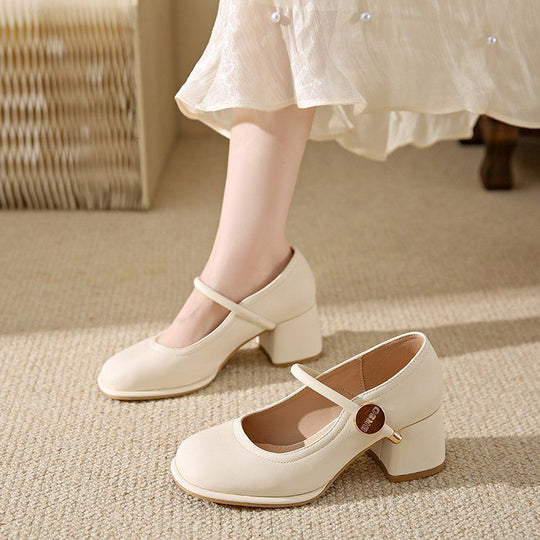 Damen elegante Mary Jane Schuhe mit Blockabsatz EB
