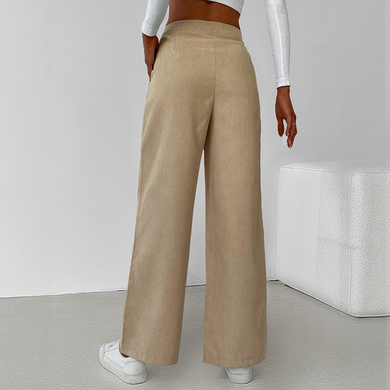 Damen stylische weite Hose mit hoher Taille und elegantem Schnitt EB