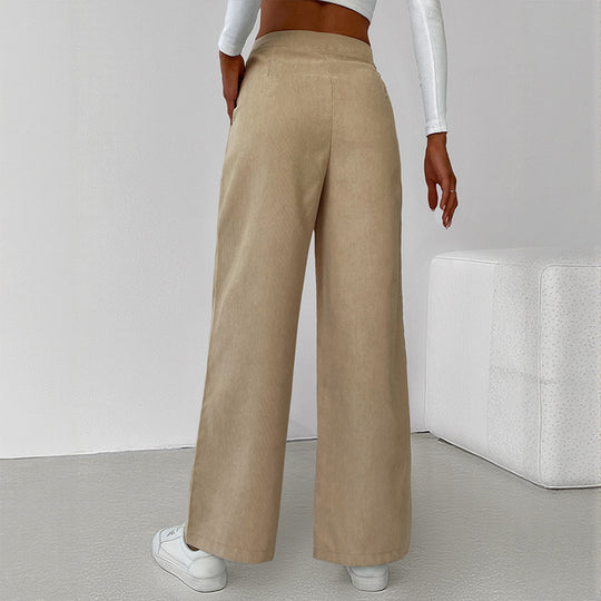 Damen stylische weite Hose mit hoher Taille und elegantem Schnitt EB
