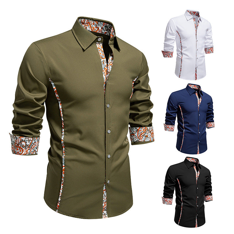 Herren Langarmhemd mit floralem Design und modernem Schnitt EB