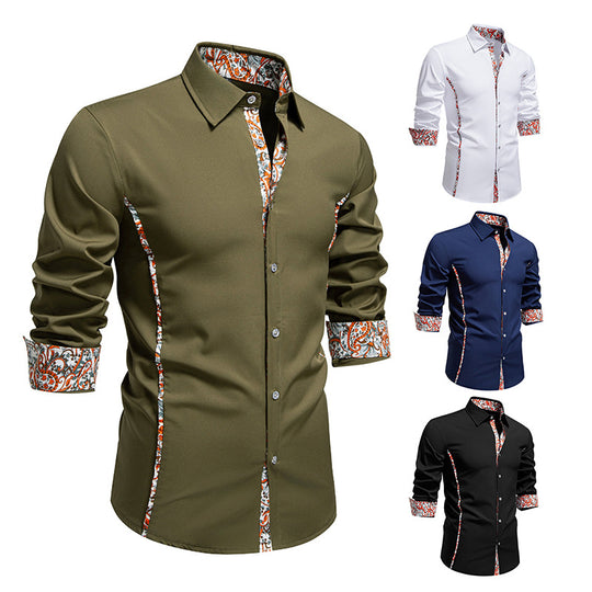 Herren Langarmhemd mit floralem Design und modernem Schnitt EB