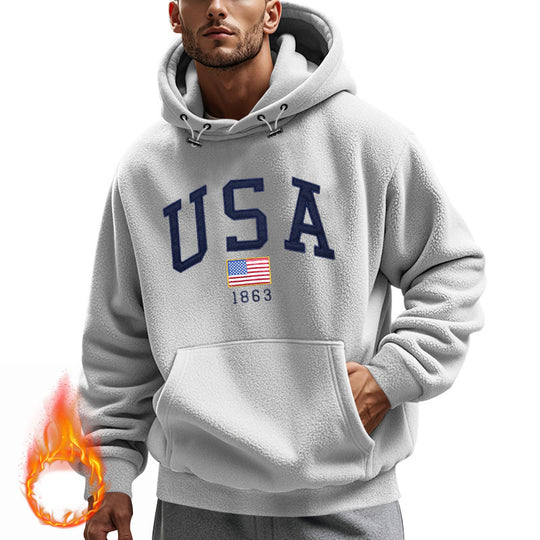 Herren Kuscheliger Fleece Hoodie mit USA-Print EB