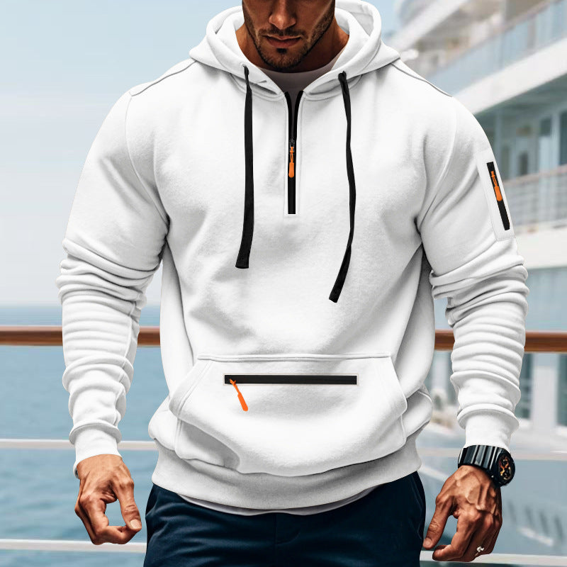 Herren sportlicher Kapuzenpullover mit praktischem Zwei-Wege-Reißverschluss und seitlichen Taschen EB
