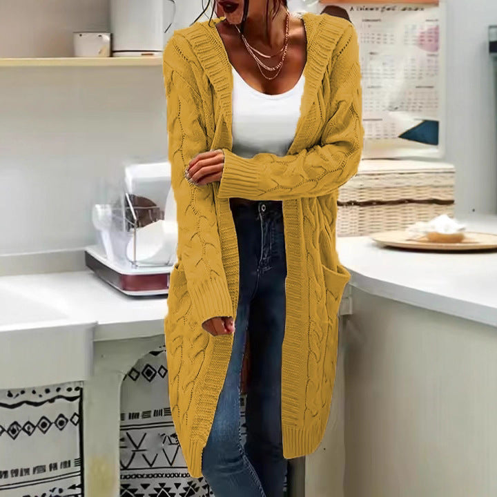 Damen Grobstrick-Cardigan mit offenen Ärmeln und praktischen Taschen EB