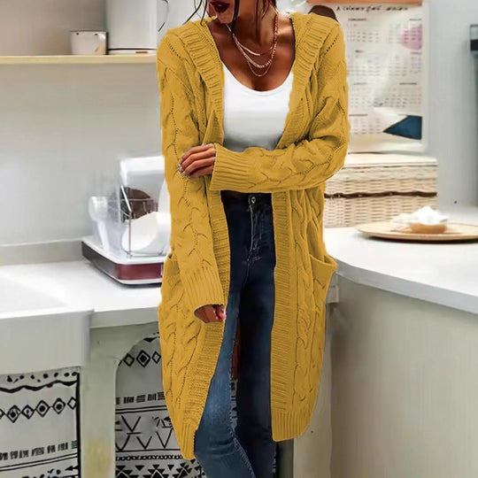 Damen Grobstrick-Cardigan mit offenen Ärmeln und praktischen Taschen EB