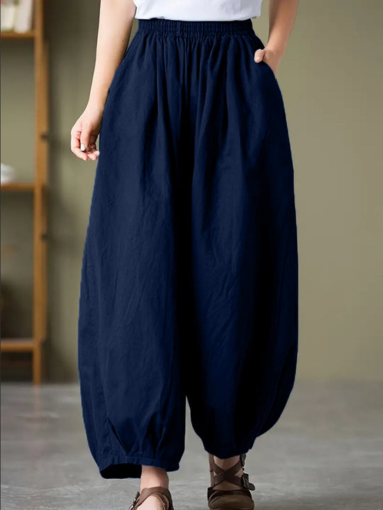 Damen Bequeme lockere Harem-Hose mit elastischem Bund EB