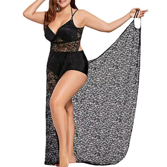 Damen eleganter durchsichtiger Spitzen-Strandüberwurf EB