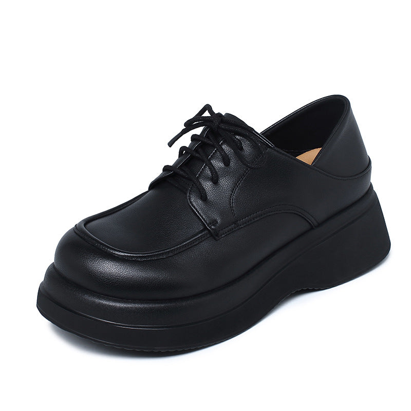 Damen Modische Plateau-Schnürschuhe mit glänzendem Lackfinish und komfortablem Fußbett EB
