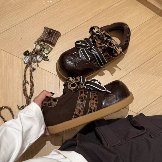 Damen Sportliche Sneakers mit modischem Animalprint und innovativem Schnürsystem EB
