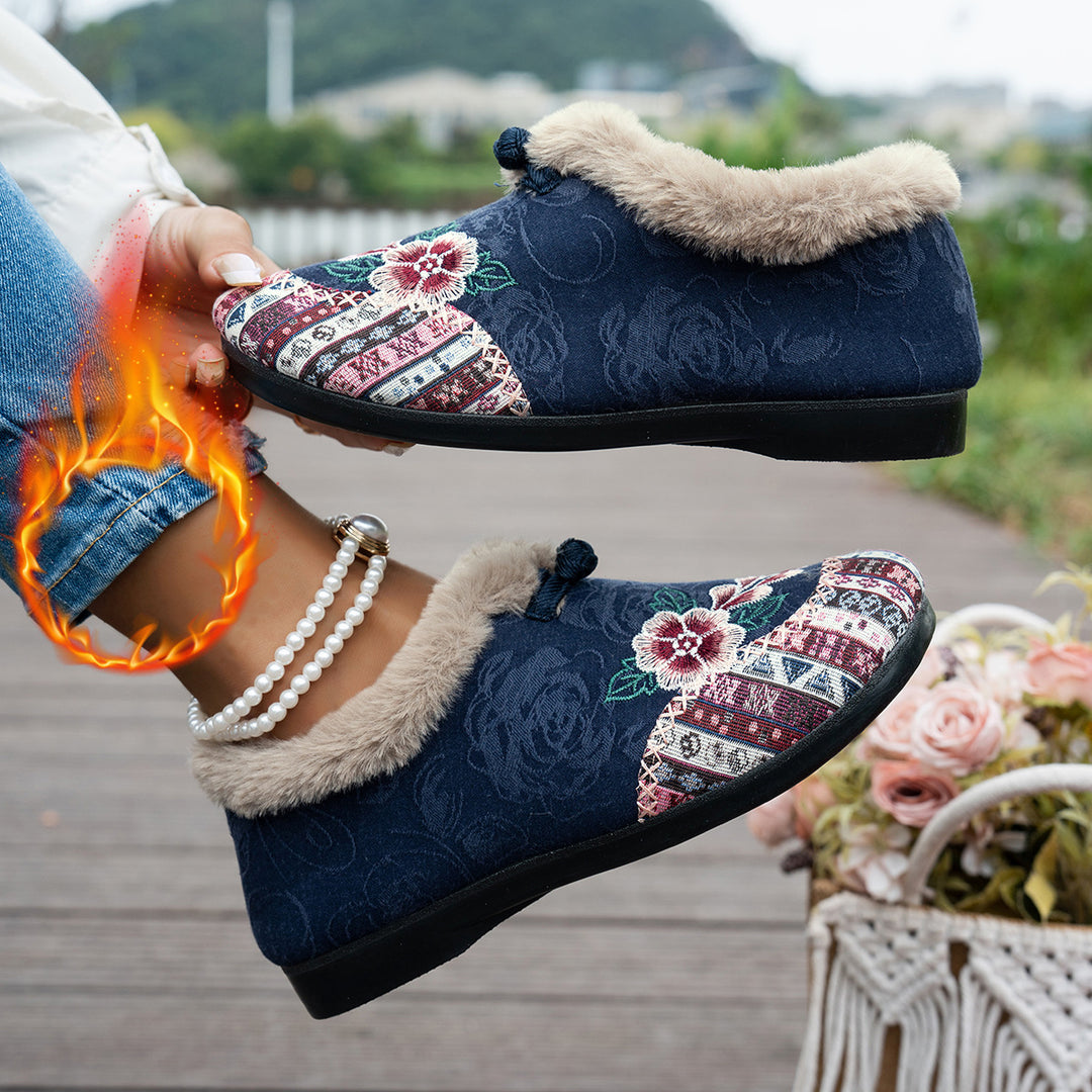 Damen Hausschuhe mit weichem Futter und modischem Flower-Design EB