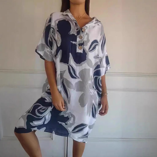 Damen lässiges Kapuzenkleid mit floralem Design EB