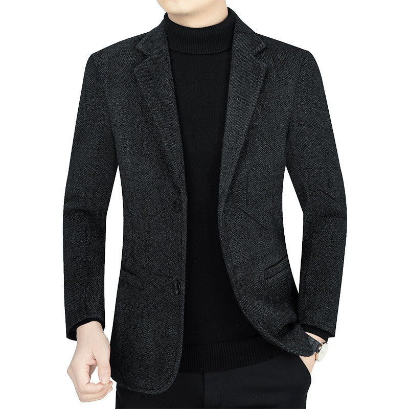 Herren Slim-Fit Sakko aus strukturiertem Wollmix mit leichter Halbfütterung und Zweiknopf-Silhouette EB