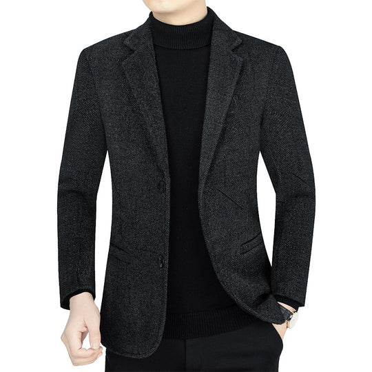 Herren Slim-Fit Sakko aus strukturiertem Wollmix mit leichter Halbfütterung und Zweiknopf-Silhouette EB