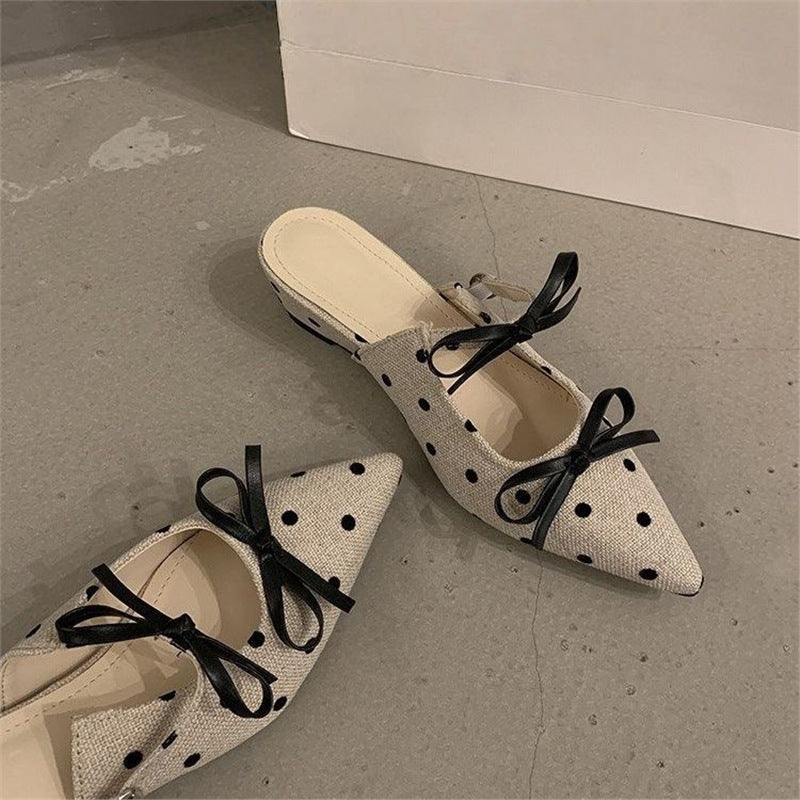Damen Slingback Ballerinas mit Punkte-Design und schicker Schleifenverzierung EB