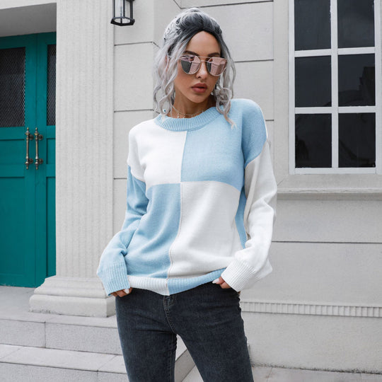 Damen Lässiger Pullover mit Blockstreifen-Design und bequemem Schnitt EB