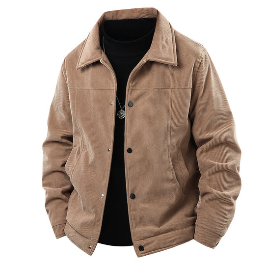Herren Cordjacke im lässigen Worker-Style mit Druckknopfverschluss und seitlichen Eingrifftaschen EB