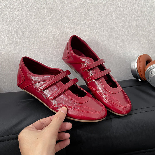Damen modische Mokassins mit doppeltem Riemen und bequemer Sohle EB