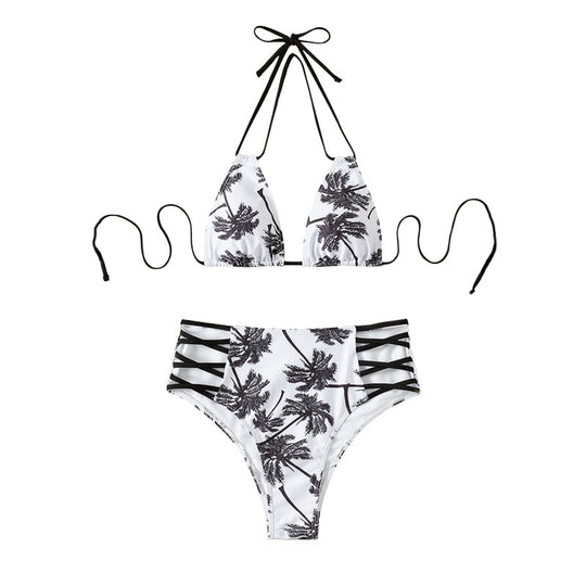 Damen Hochtaillierter Bikini mit trendigen Schnürdetails EB