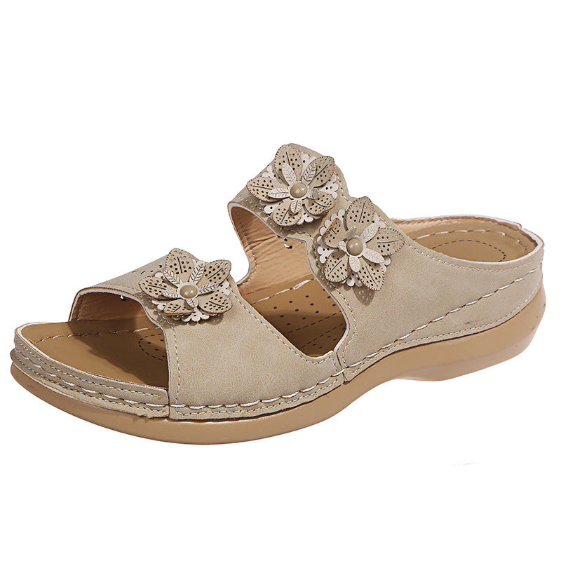 Damen Sandalen mit modischem Blumen-Design und komfortabler Fußbett EB