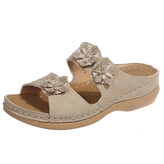 Damen Sandalen mit modischem Blumen-Design und komfortabler Fußbett EB