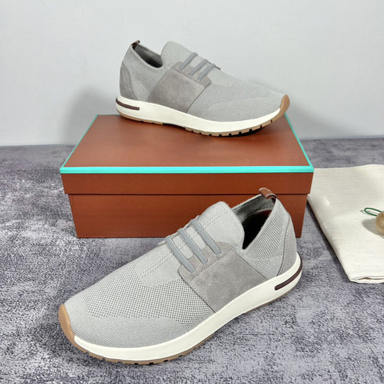 Damen Bequeme Slip-On Sneakers mit elastischer Strickoberfläche und dämpfender Sohle EB