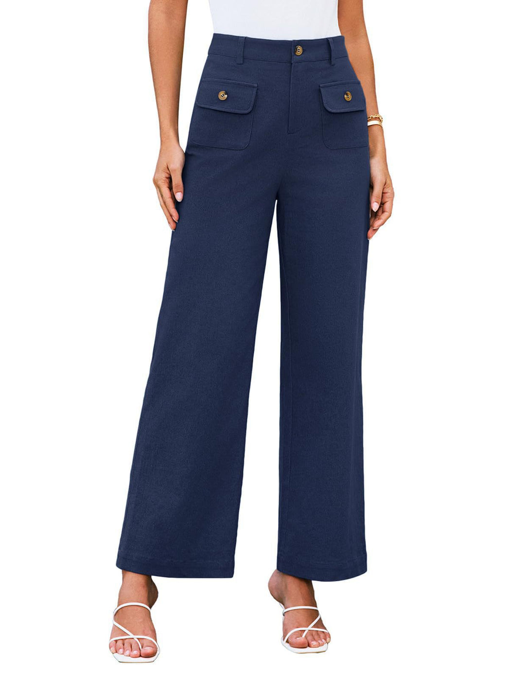 Damen weite Stoffhose mit praktischen Taschen EB