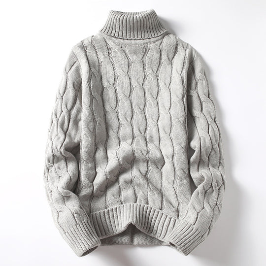 Herren Strickpullover mit Rollkragen und Zopfmuster EB