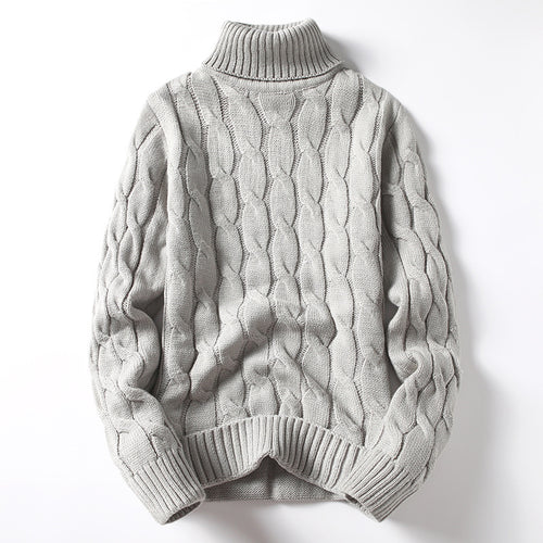 Herren Strickpullover mit Rollkragen und Zopfmuster EB