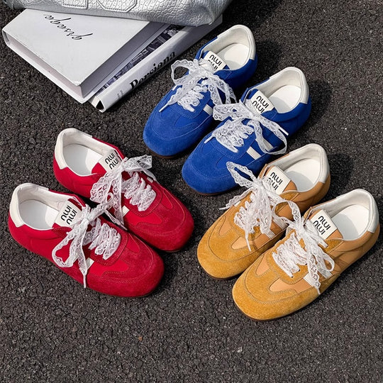 Damen modische Sneakers mit luxuriösem Obermaterial und rutschfester Sohle EB