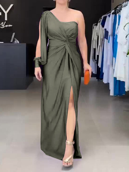 Damen Maxikleid mit asymmetrischem Design und seitlichem Schlitz EB