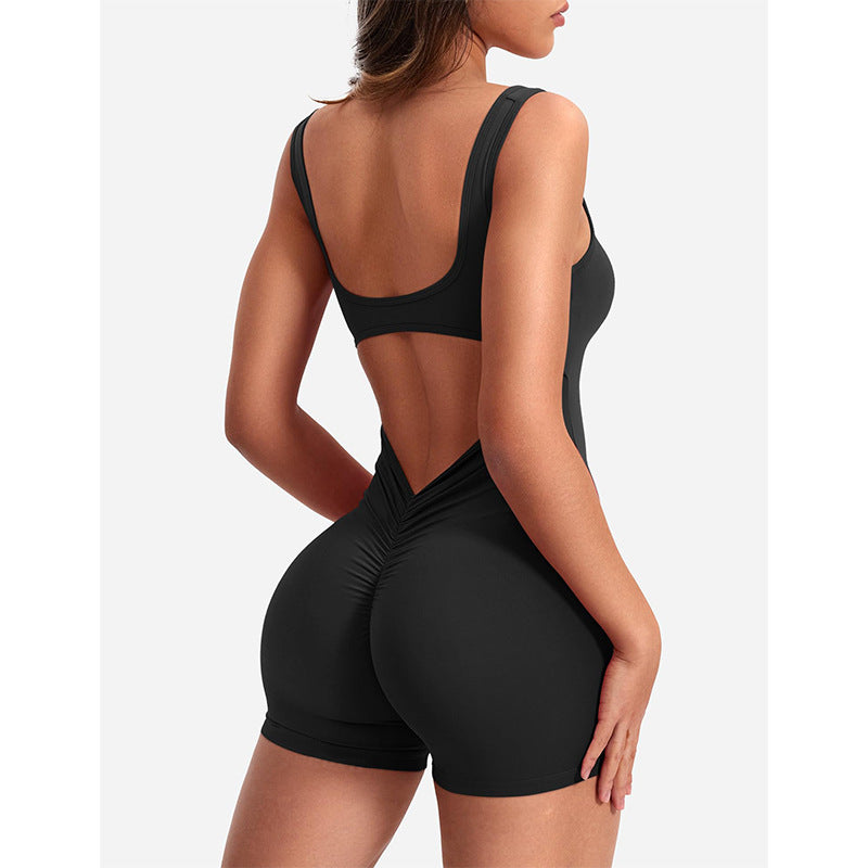 Damen Sportlicher Jumpsuit mit Rückenausschnitt und figurformendem Design EB