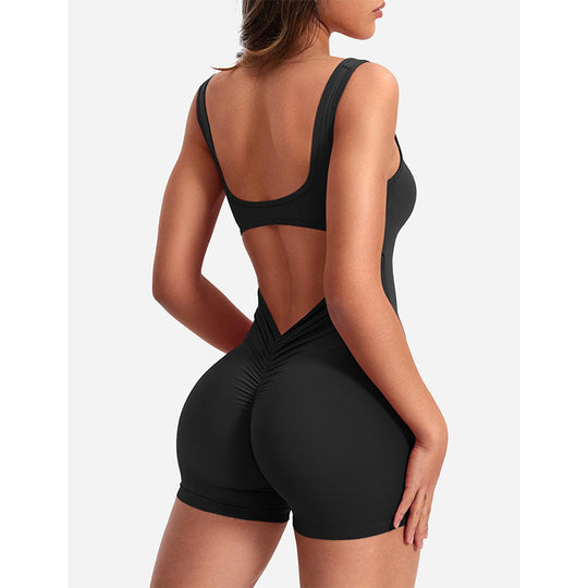 Damen Sportlicher Jumpsuit mit Rückenausschnitt und figurformendem Design EB