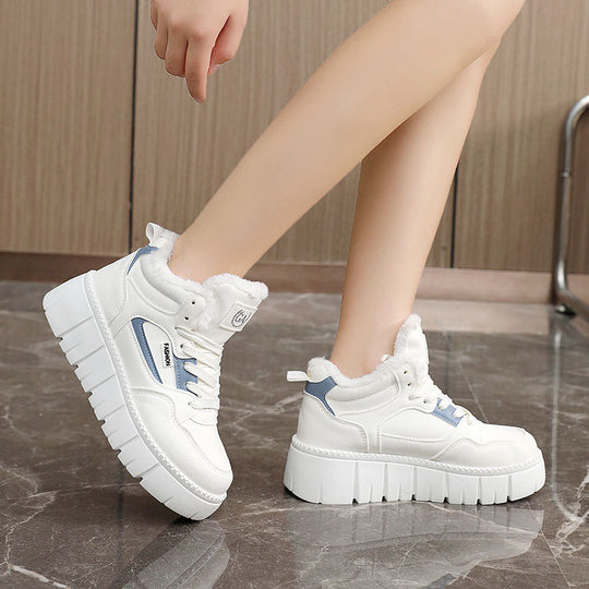 Damen modische High-Top Sneakers mit kuscheligem Innenfutter und sportlichem Design EB